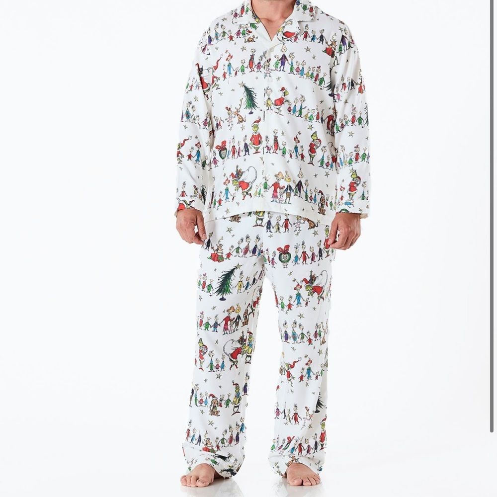 Adult Dr. Seuss's The Grinch Flannel Pajama Set XL
